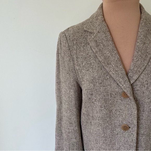 Philippe Adec Paris Vintage Wool Knit Brown Beige 3 Button Blazer Jacket Size 6 - Picture 5 of 11